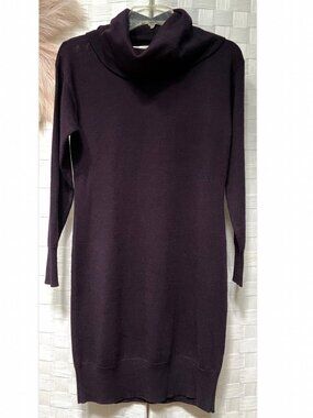 Marisa Christina 100% Wool Purple Plum Turtleneck Knee Length Dress Size XS